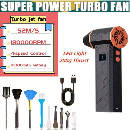 180000RPM Turbo Jet Fan 10000 Mah Turbo Jet Blower Car Jet Fan Blow Gun Violent Turbofan Brushless Motor Electric Dust Blower